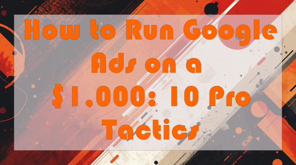 Can you run Google Ads with $1,000. Check out Cliively Digital Marketing's article.  
