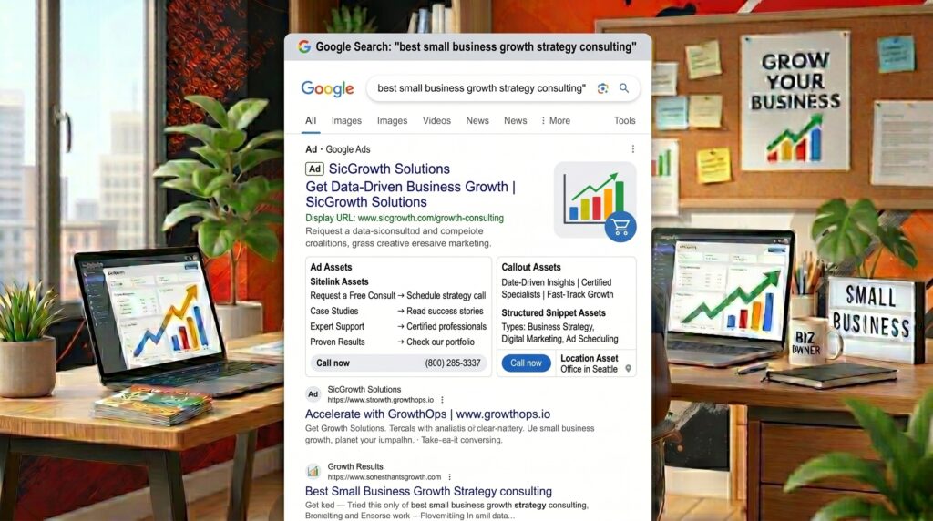 Just  an depiction of a fake Google Ads listing.