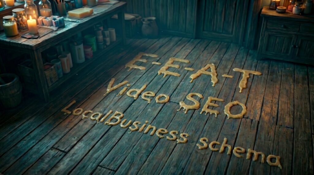 Melted candle wax on floor which  represents Experience, Expertise - Authority and Trust, pillars of local SEO strategies. Video SEO and LocalBusines schema markup.

